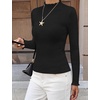 image:imageBTFBM Long Sleeve T Shirts for Women Ruffle Mock Neck TopsBlack