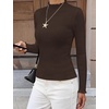 image:imageBTFBM Long Sleeve T Shirts for Women Ruffle Mock Neck TopsBrown