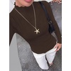 image:imageBTFBM Long Sleeve T Shirts for Women Ruffle Mock Neck TopsBrown