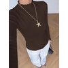 image:imageBTFBM Long Sleeve T Shirts for Women Ruffle Mock Neck TopsBrown