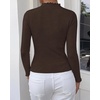 image:imageBTFBM Long Sleeve T Shirts for Women Ruffle Mock Neck TopsBrown