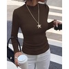 image:imageBTFBM Long Sleeve T Shirts for Women Ruffle Mock Neck TopsBrown