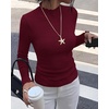 image:imageBTFBM Long Sleeve T Shirts for Women Ruffle Mock Neck TopsBurgundy