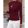 image:imageBTFBM Long Sleeve T Shirts for Women Ruffle Mock Neck TopsBurgundy