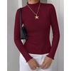 image:imageBTFBM Long Sleeve T Shirts for Women Ruffle Mock Neck TopsBurgundy
