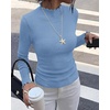 image:imageBTFBM Long Sleeve T Shirts for Women Ruffle Mock Neck TopsLight Blue