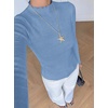 image:imageBTFBM Long Sleeve T Shirts for Women Ruffle Mock Neck TopsLight Blue