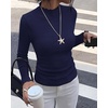 image:imageBTFBM Long Sleeve T Shirts for Women Ruffle Mock Neck TopsNavy Blue