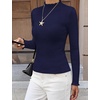 image:imageBTFBM Long Sleeve T Shirts for Women Ruffle Mock Neck TopsNavy Blue