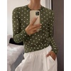 image:imageBTFBM Polka Dot Top Long Sleeve Shirts for WomenPolka Dot Army Green White