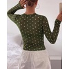image:imageBTFBM Polka Dot Top Long Sleeve Shirts for WomenPolka Dot Army Green White