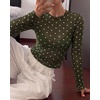 image:imageBTFBM Polka Dot Top Long Sleeve Shirts for WomenPolka Dot Army Green White
