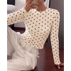 image:imageBTFBM Polka Dot Top Long Sleeve Shirts for WomenPolka Dot Beige Black