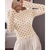 image:imageBTFBM Polka Dot Top Long Sleeve Shirts for WomenPolka Dot Beige Black