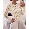 image:imageBTFBM Polka Dot Top Long Sleeve Shirts for WomenPolka Dot Beige Black