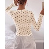 image:imageBTFBM Polka Dot Top Long Sleeve Shirts for WomenPolka Dot Beige Black