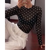 image:imageBTFBM Polka Dot Top Long Sleeve Shirts for WomenPolka Dot Black White