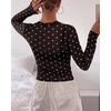 image:imageBTFBM Polka Dot Top Long Sleeve Shirts for WomenPolka Dot Black White