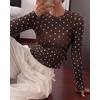 image:imageBTFBM Polka Dot Top Long Sleeve Shirts for WomenPolka Dot Coffee White