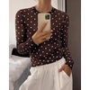 image:imageBTFBM Polka Dot Top Long Sleeve Shirts for WomenPolka Dot Coffee White