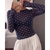 image:imageBTFBM Polka Dot Top Long Sleeve Shirts for WomenPolka Dot Navy Blue White