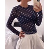 image:imageBTFBM Polka Dot Top Long Sleeve Shirts for WomenPolka Dot Navy Blue White