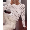image:imageBTFBM Polka Dot Top Long Sleeve Shirts for WomenPolka Dot White Black