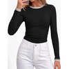 image:imageBTFBM Ribbed Long Sleeve Shirts for Women Fitted UnderscrubBlack
