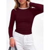image:imageBTFBM Ribbed Long Sleeve Shirts for Women Fitted UnderscrubBurgundy