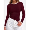 image:imageBTFBM Ribbed Long Sleeve Shirts for Women Fitted UnderscrubBurgundy