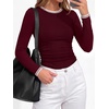 image:imageBTFBM Ribbed Long Sleeve Shirts for Women Fitted UnderscrubBurgundy