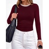 image:imageBTFBM Ribbed Long Sleeve Shirts for Women Fitted UnderscrubBurgundy