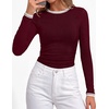 image:imageBTFBM Ribbed Long Sleeve Shirts for Women Fitted UnderscrubBurgundy