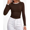 image:imageBTFBM Ribbed Long Sleeve Shirts for Women Fitted UnderscrubCoffee