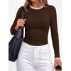 image:imageBTFBM Ribbed Long Sleeve Shirts for Women Fitted UnderscrubCoffee