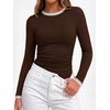 image:imageBTFBM Ribbed Long Sleeve Shirts for Women Fitted UnderscrubCoffee