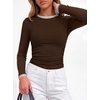 image:imageBTFBM Ribbed Long Sleeve Shirts for Women Fitted UnderscrubCoffee