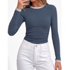 image:imageBTFBM Ribbed Long Sleeve Shirts for Women Fitted UnderscrubDusty Blue