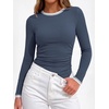 image:imageBTFBM Ribbed Long Sleeve Shirts for Women Fitted UnderscrubDusty Blue