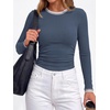 image:imageBTFBM Ribbed Long Sleeve Shirts for Women Fitted UnderscrubDusty Blue