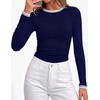 image:imageBTFBM Ribbed Long Sleeve Shirts for Women Fitted UnderscrubNavy Blue