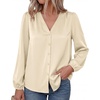 image:imageBTFBM Satin Blouses for Women Dressy Casual Button Down ShirtsBeige