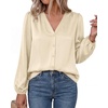 image:imageBTFBM Satin Blouses for Women Dressy Casual Button Down ShirtsBeige