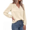 image:imageBTFBM Satin Blouses for Women Dressy Casual Button Down ShirtsBeige