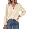 image:imageBTFBM Satin Blouses for Women Dressy Casual Button Down ShirtsBeige