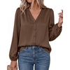 image:imageBTFBM Satin Blouses for Women Dressy Casual Button Down ShirtsBrown