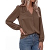 image:imageBTFBM Satin Blouses for Women Dressy Casual Button Down ShirtsBrown