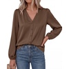 image:imageBTFBM Satin Blouses for Women Dressy Casual Button Down ShirtsBrown