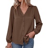 image:imageBTFBM Satin Blouses for Women Dressy Casual Button Down ShirtsBrown