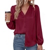 image:imageBTFBM Satin Blouses for Women Dressy Casual Button Down ShirtsBurgundy